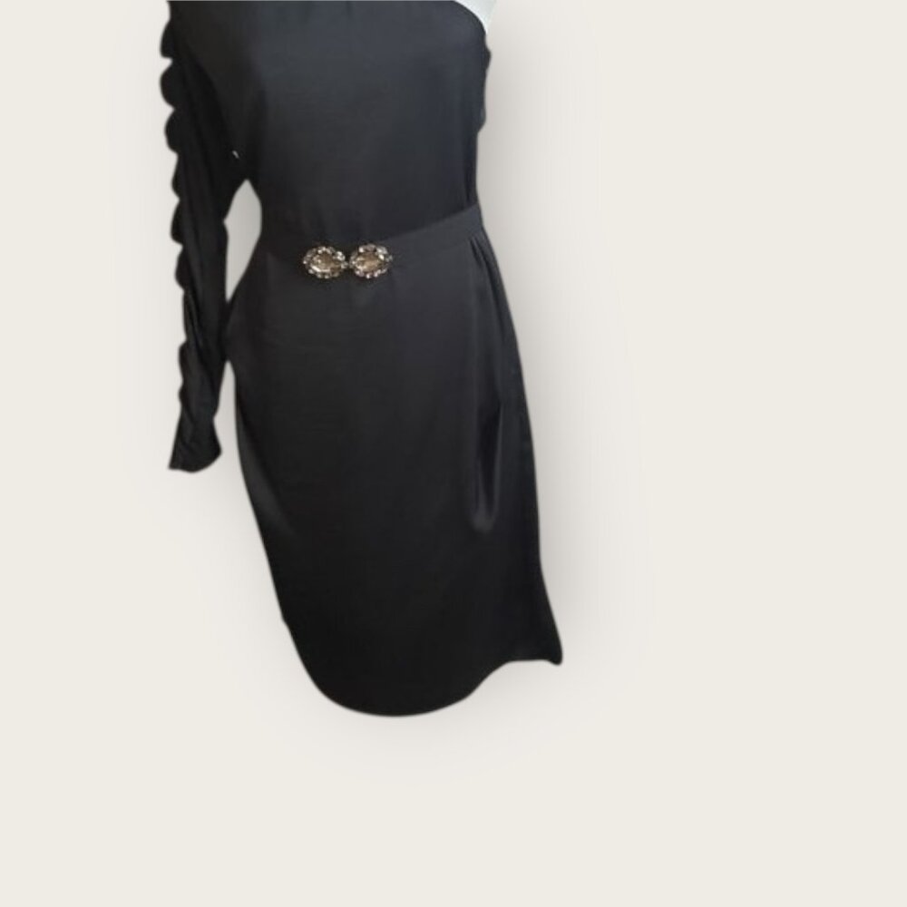 NWT: BCBGMAXAZRIA BLACK ONE SHOULDER DRESS, SZ: S